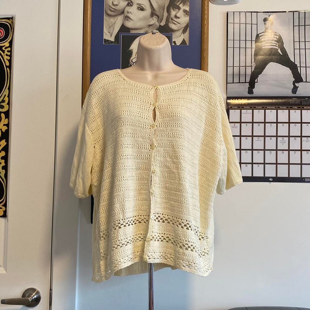 Cream crochet button up top